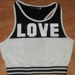 Black & white LOVE cropped top!!